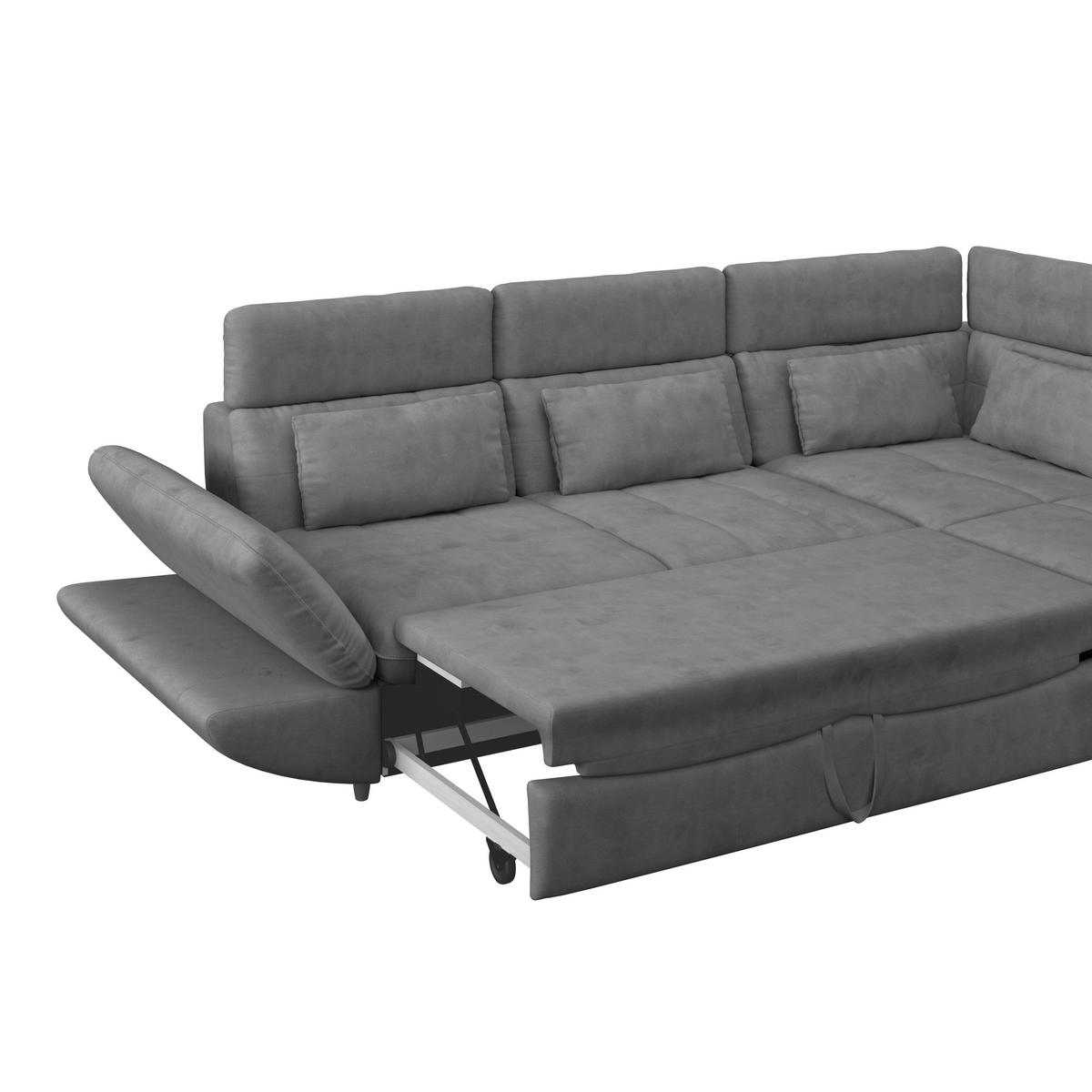 WOHNLANDSCHAFT in Webstoff Dunkelgrau  - Dunkelgrau/Schwarz, Modern, Kunststoff/Textil (233/311cm) - MID.YOU