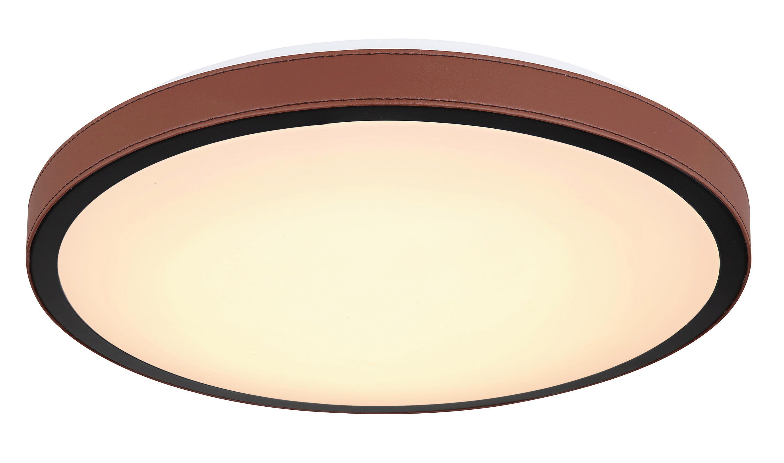 LED-DECKENLEUCHTE 42/9,5 cm   - Dunkelbraun/Opal, KONVENTIONELL, Leder/Kunststoff (42/9,5cm) - Globo