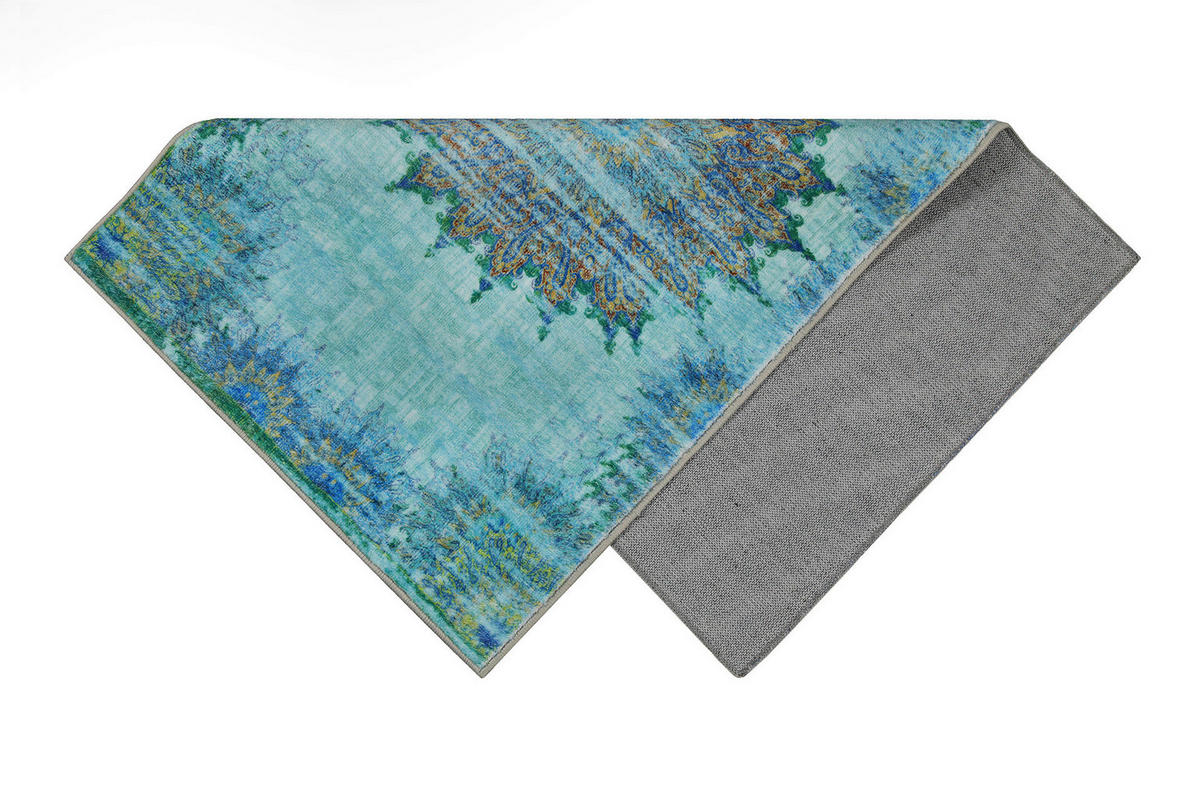 BADTEPPICH Blau, Türkis 70/120 cm  - Türkis/Blau, Basics, Kunststoff/Textil (70/120cm) - WECON HOME