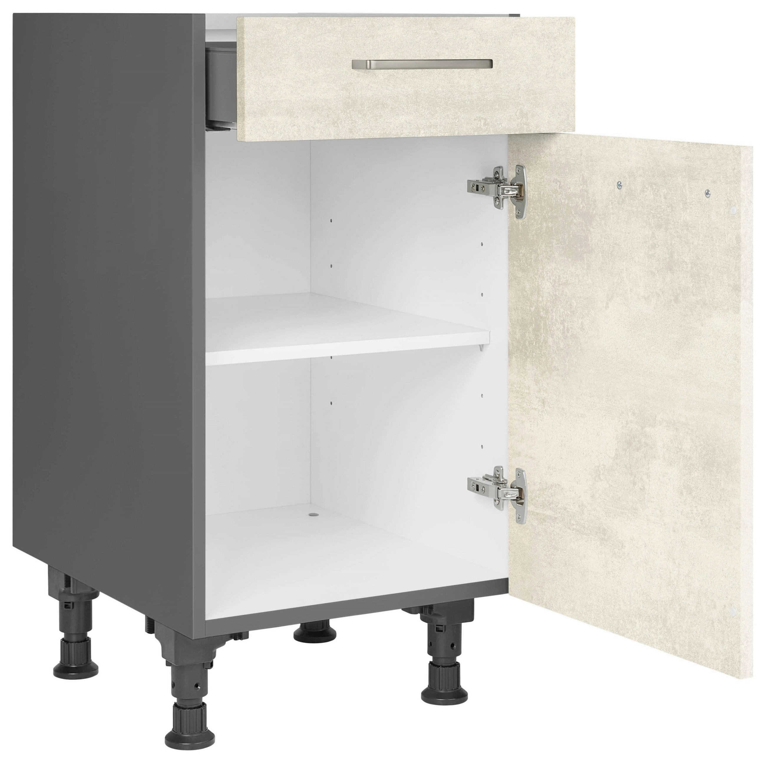 SCHUBKASTENUNTERSCHRANK 45/87/56 cm  in Weiß  - Schieferfarben/Edelstahlfarben, MODERN, Holzwerkstoff/Metall (45/87/56cm) - Nobilia