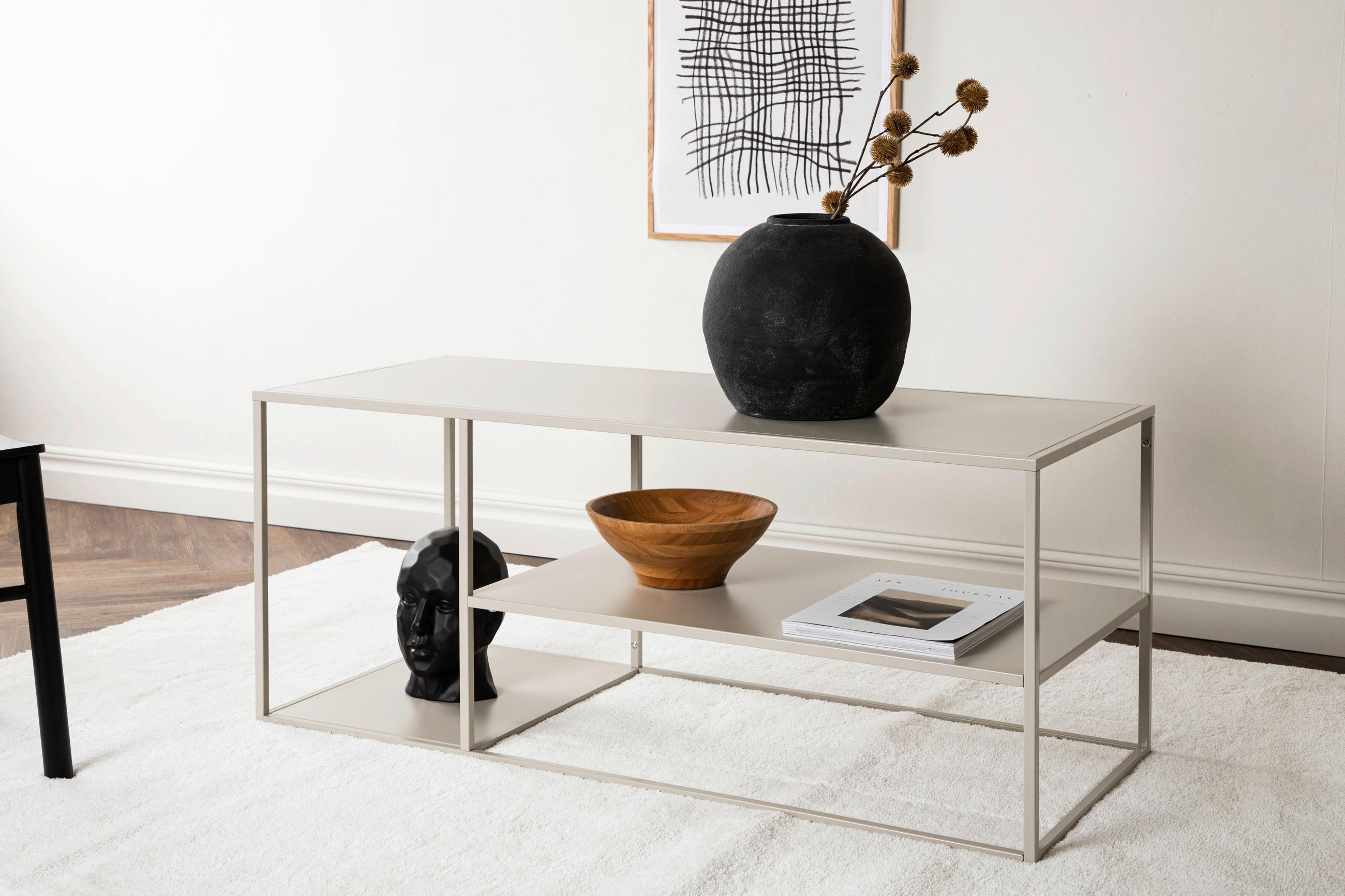 SOFFBORD i metall 120/50/50 cm  - beige, Design, metall (120/50/50cm) - Livetastic