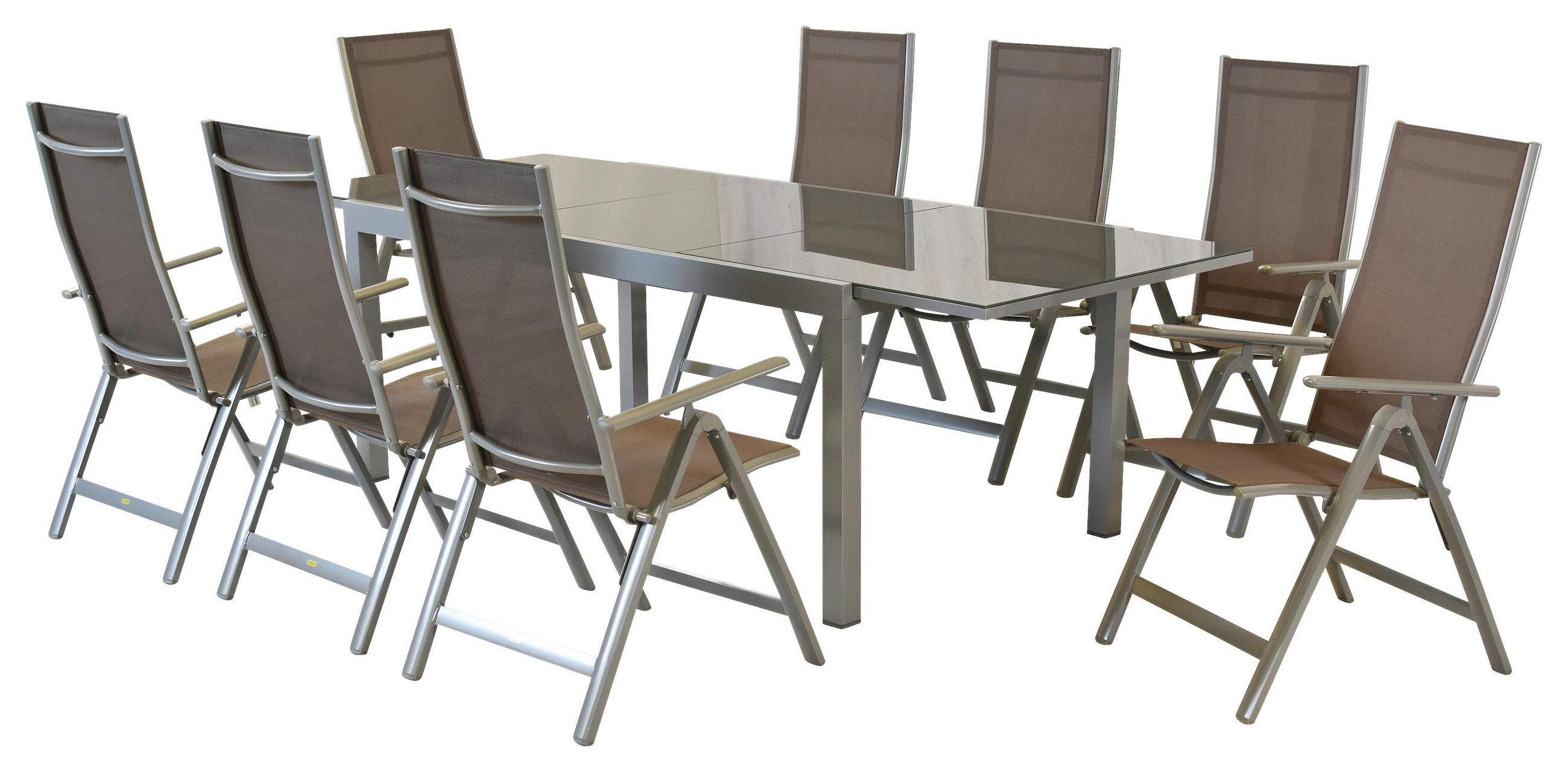 GARTENSET Aluminium - Taupe/Silberfarben, MODERN, Textil/Metall - Gardenson