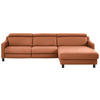 ECKSOFA in Echtleder Cognac  - Cognac/Schwarz, Design, Leder/Metall (291/176cm) - Valdera