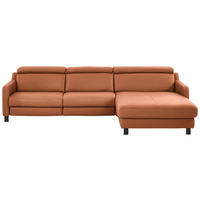 ECKSOFA in Echtleder Cognac  - Cognac/Schwarz, Design, Leder/Metall (291/176cm) - Valdera