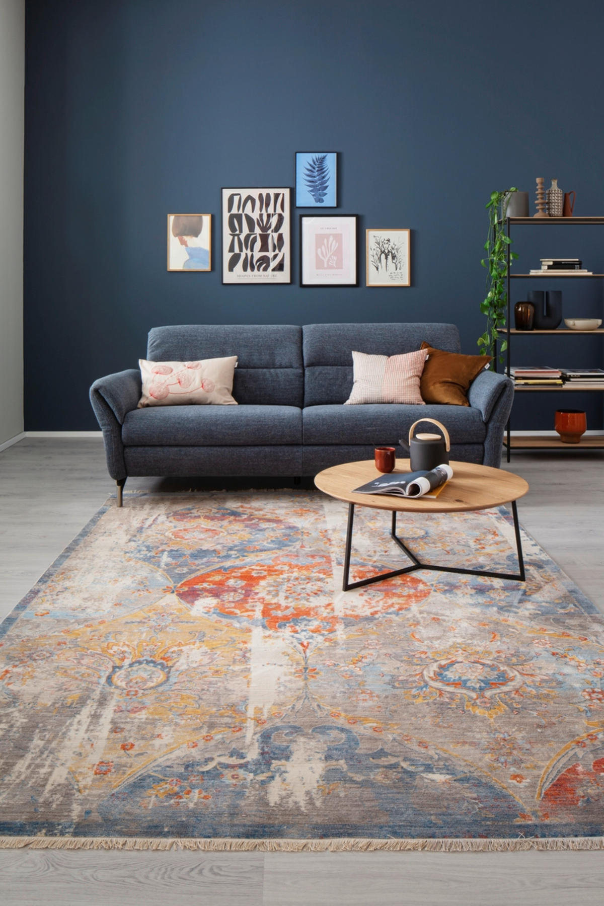 2-SITZER-SOFA Flachgewebe Blaugrau  - Blaugrau/Nickelfarben, Design, Textil/Metall (186/87/100cm) - Schöner Wohnen