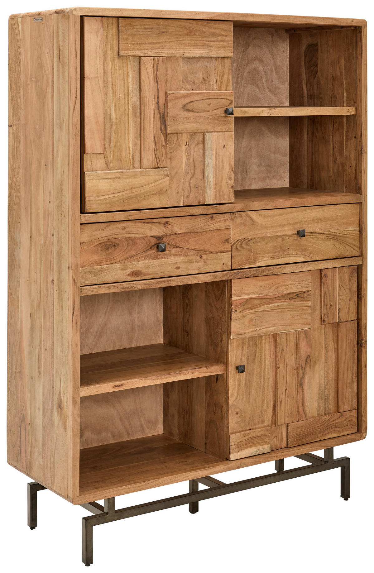 HÖG BYRÅ  i 118/169/40 cm  - brun/grå, Natur, metall/trä (118/169/40cm) - MID.YOU