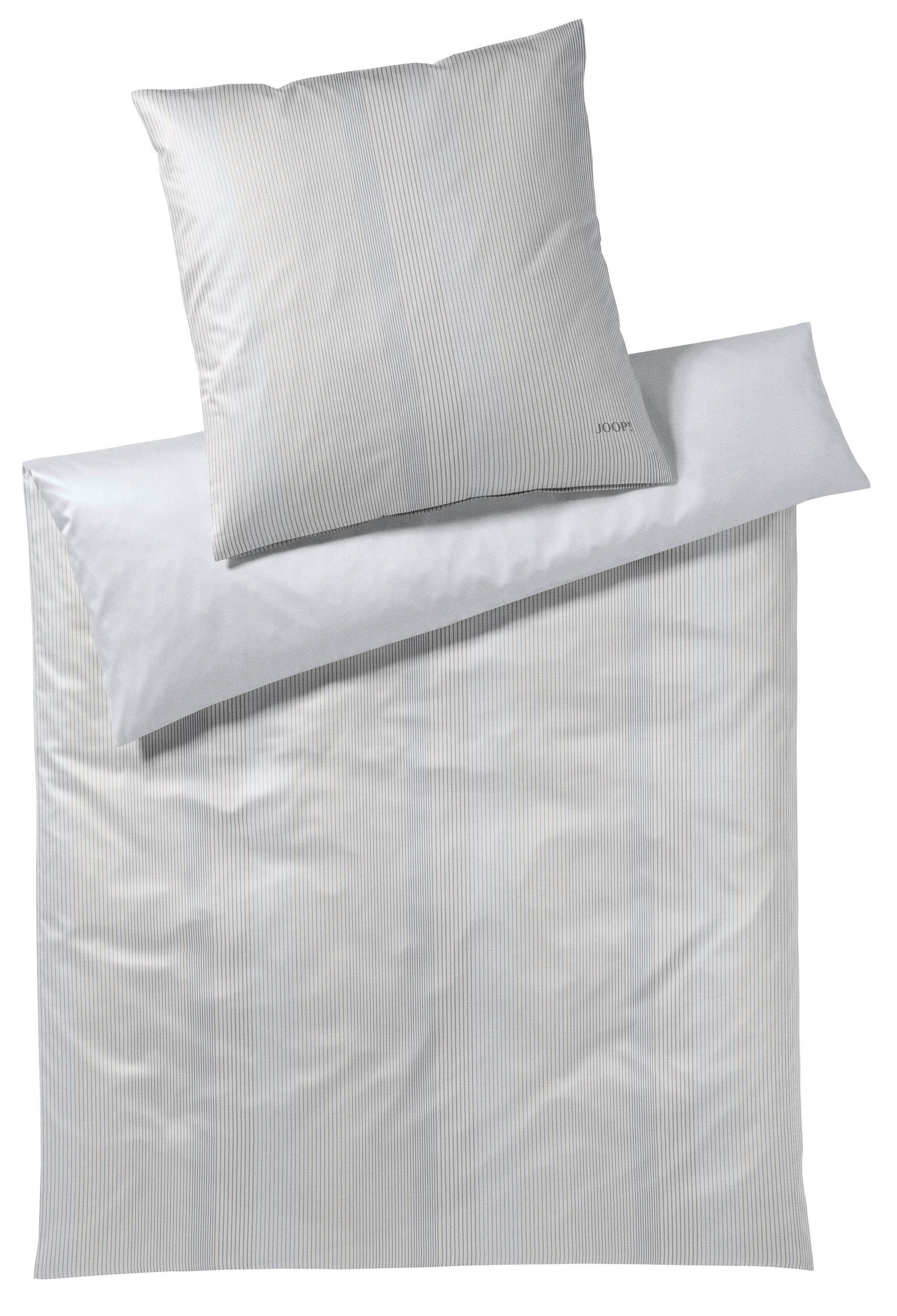 BETTWÄSCHESET Makosatin 160/210 cm  100 cm/65 cm  - Hellgrau, Basics, Naturmaterialien/Textil (160/210cm) - Joop!