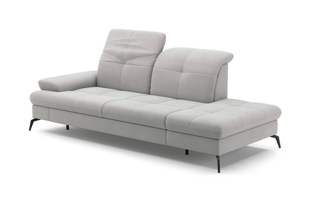RÉCAMIERE in Flachgewebe Silberfarben  - Silberfarben/Schwarz, Konventionell, Textil/Metall (231/90/122cm) - Sit & More