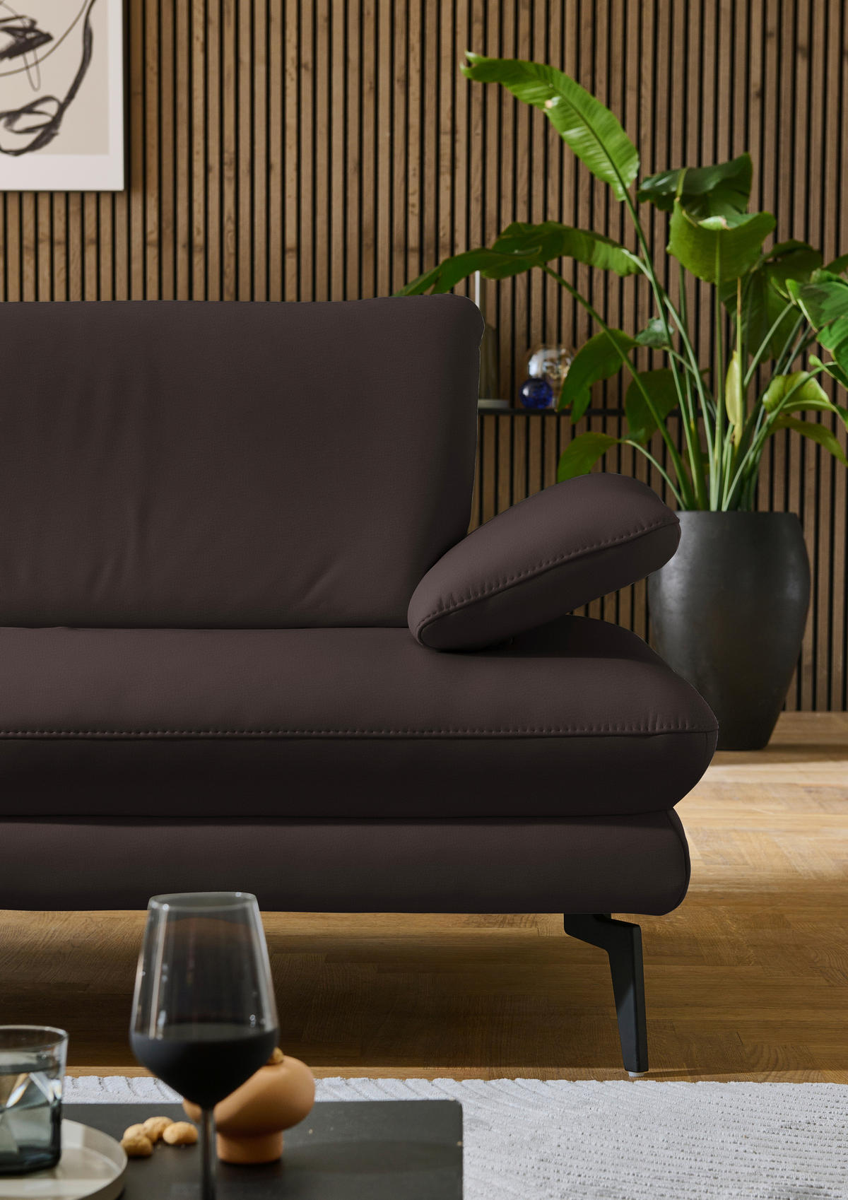 ECKSOFA in Echtleder Dunkelbraun  - Dunkelbraun/Schwarz, Design, Leder/Metall (195/308cm) - Dieter Knoll