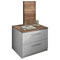 NOĆNI STOČIĆ bela, boja hrasta  - boja aluminijuma/boja hrasta, Moderno, pločasti materijal/plastika (55/89/40cm) - Carryhome