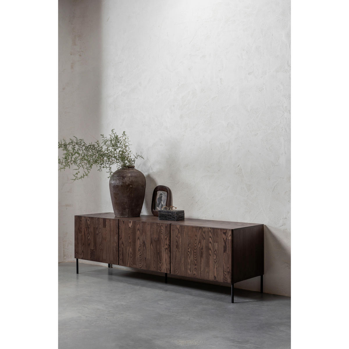 LOWBOARD Gravure 180/56/46 cm   - Schwarz/Braun, Design, Holz/Metall (180/56/46cm) - Livetastic