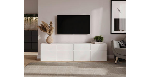 LOWBOARD  200/52,8/40 cm 4 Schublade(n) stehend, in verschiedenen Holzdekoren erhältlich  - Silberfarben/Weiß, Design, Holzwerkstoff (200/52,8/40cm) - Xora