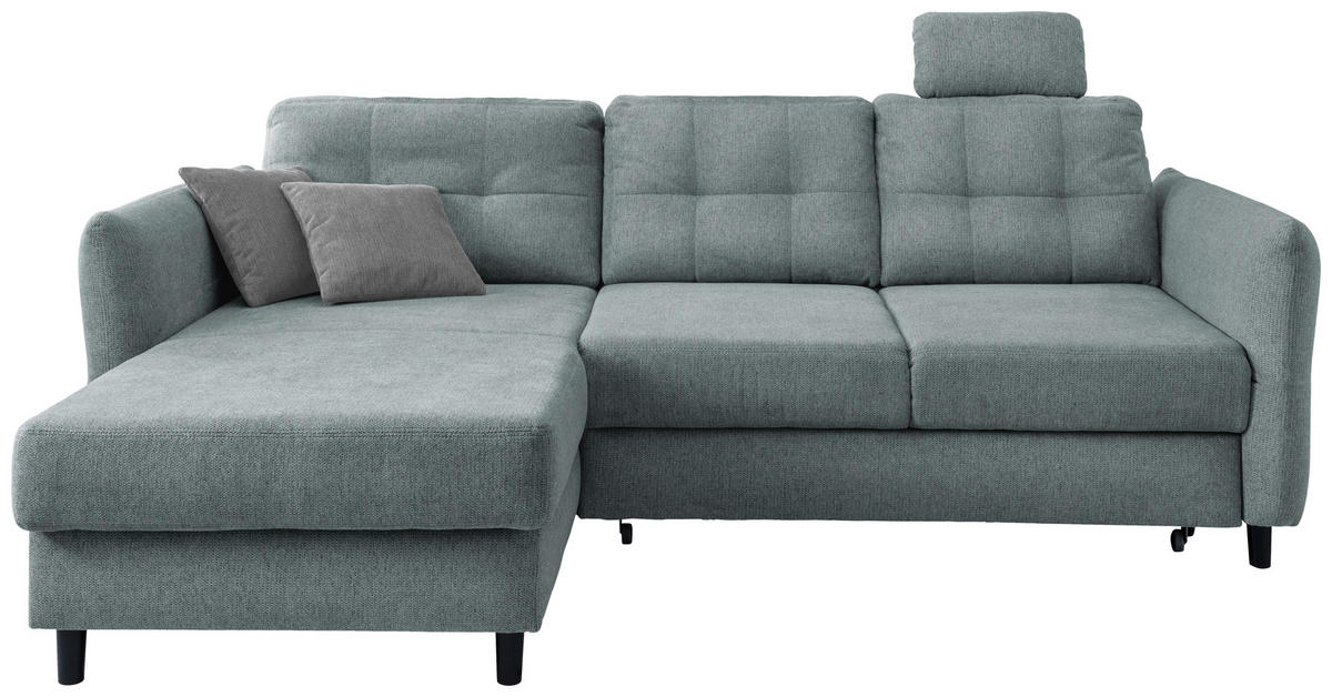 ECKSOFA in Chenille Blau  - Mintgrau/Blau, Modern, Holz/Textil (176/250-280cm) - Livetastic