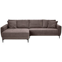 ECKSOFA in Cord Dunkelbraun  174/283 cm  - Dunkelbraun/Schwarz, Design, Textil/Metall (174/283cm) - Xora