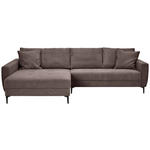 ECKSOFA Dunkelbraun Velours  - Dunkelbraun/Schwarz, Design, Textil/Metall (174/283cm) - Xora