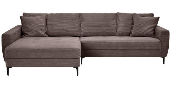 ECKSOFA Dunkelbraun Velours  - Dunkelbraun/Schwarz, Design, Textil/Metall (174/283cm) - Xora