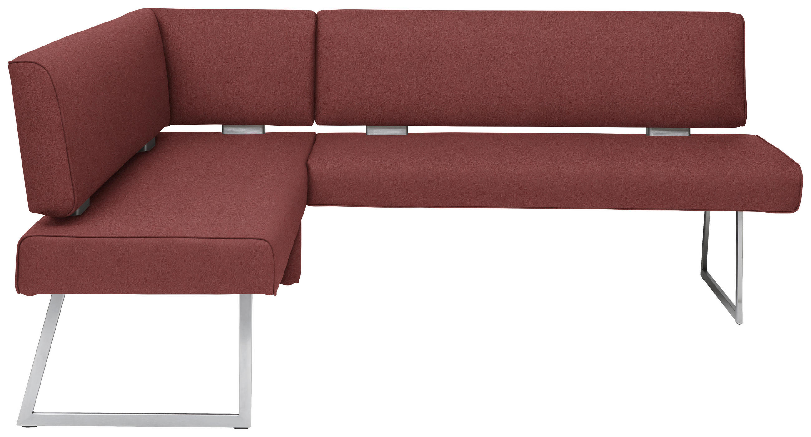 ECKBANK 137/173 cm  in Edelstahlfarben, Bordeaux  - Edelstahlfarben/Bordeaux, Design, Textil/Metall (137/173cm) - Dieter Knoll