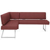 ECKBANK in Metall, Textil Edelstahlfarben, Bordeaux  - Edelstahlfarben/Bordeaux, Design, Textil/Metall (160/208cm) - Dieter Knoll