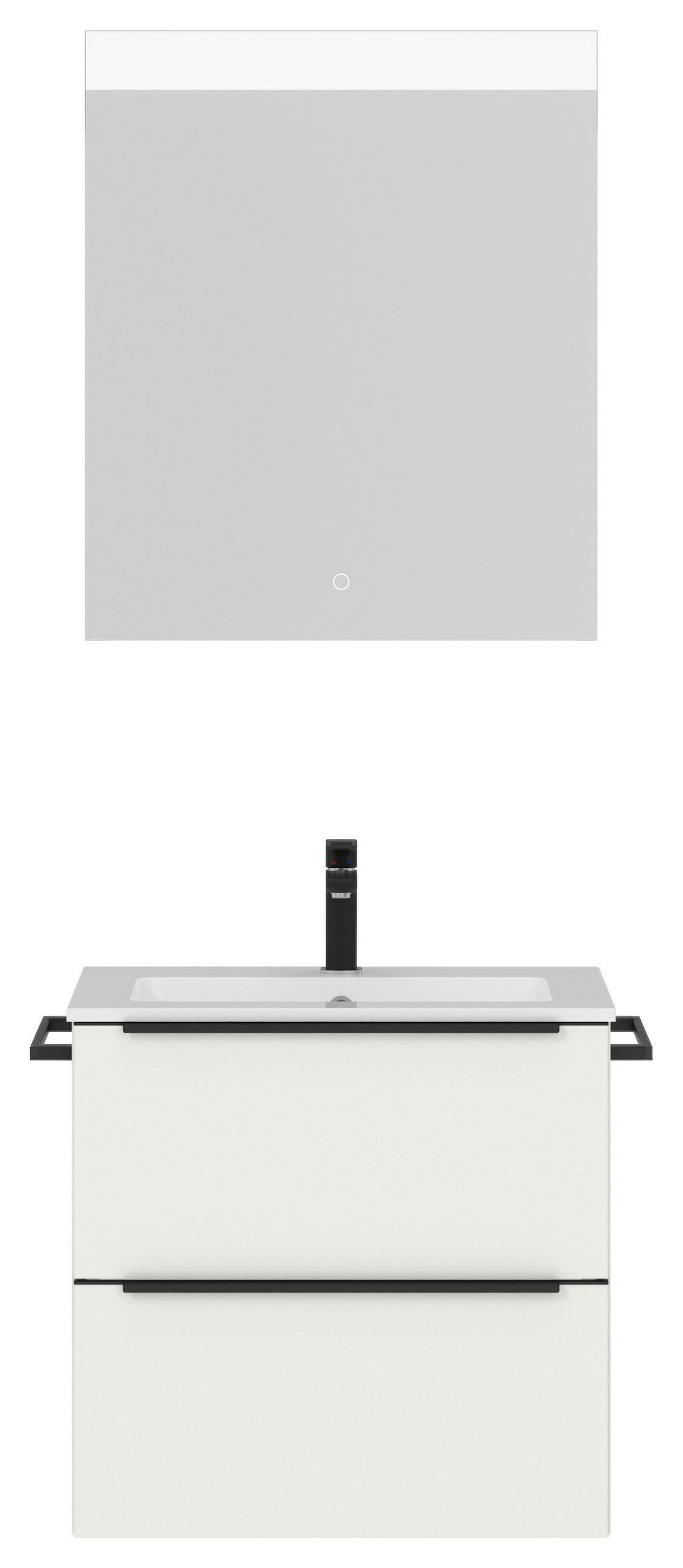 BADEZIMMER  in 61 cm  - Schwarz/Weiß, MODERN, Holzwerkstoff/Stein (61cm) - Nobilia