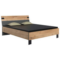 BETTANLAGE 180/200 cm  in Graphitfarben, Eichefarben  - Eichefarben/Graphitfarben, Basics, Holzwerkstoff (180/200cm) - MID.YOU