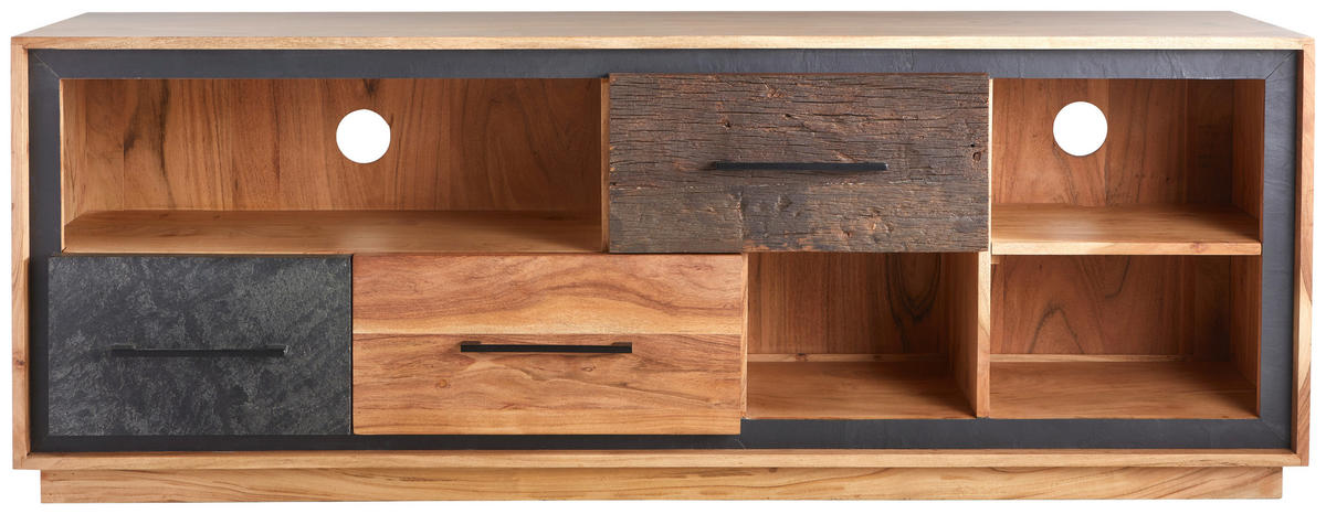 NÍZKA KOMODA, akácia, recyklované drevo, hnedá, farba akácie, tmavosivá, 160/60/40 cm - hnedá/čierna, Trend, kov/drevo (160/60/40cm) - Landscape