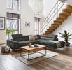 ECKSOFA inkl.Funktionen Grau Lederlook  - Schwarz/Grau, Natur, Holz/Textil (282/226cm) - Novel