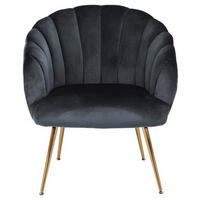 SESSEL in Velours Dunkelgrau  - Dunkelgrau/Goldfarben, Design, Textil/Metall (76/81/76cm) - Livetastic