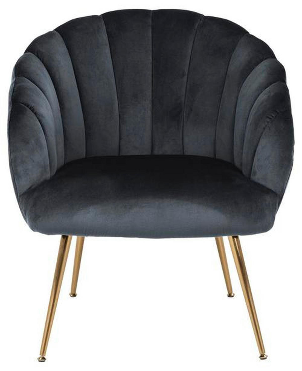 SESSEL in Velours Dunkelgrau  - Dunkelgrau/Goldfarben, Design, Textil/Metall (76/81/76cm) - Livetastic