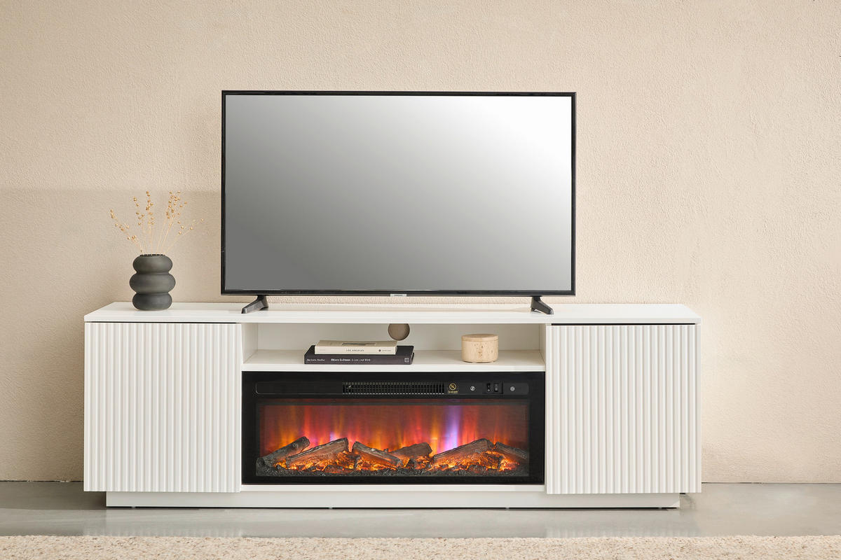 ELEKTROKAMIN - Weiß, Trend, Glas/Holzwerkstoff (163/52/40cm) - Modante