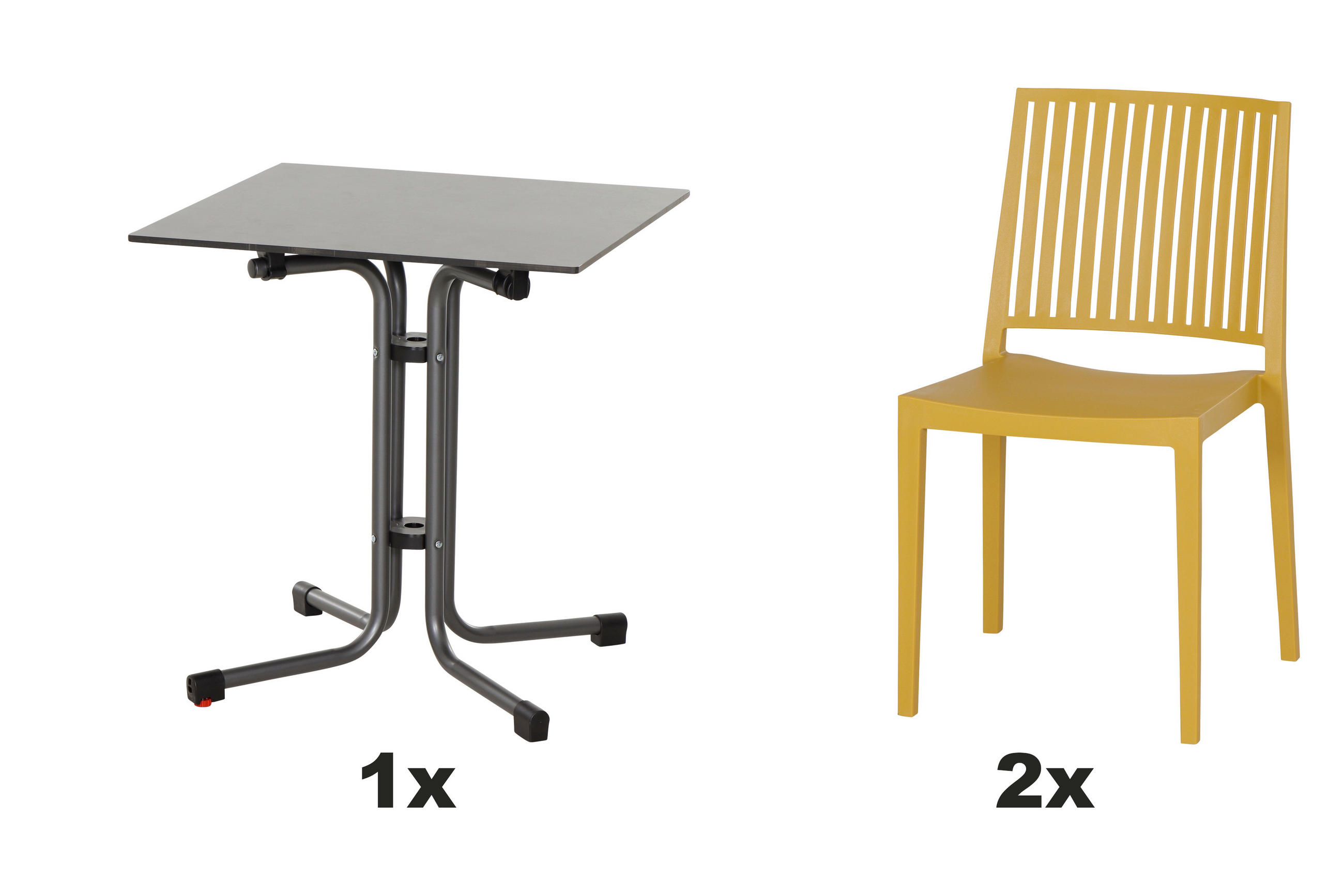 GARTENGARNITUR 3-teilig  - Anthrazit/Gelb, Basics, Holzwerkstoff/Kunststoff (65/80/65cm) - Siena Garden