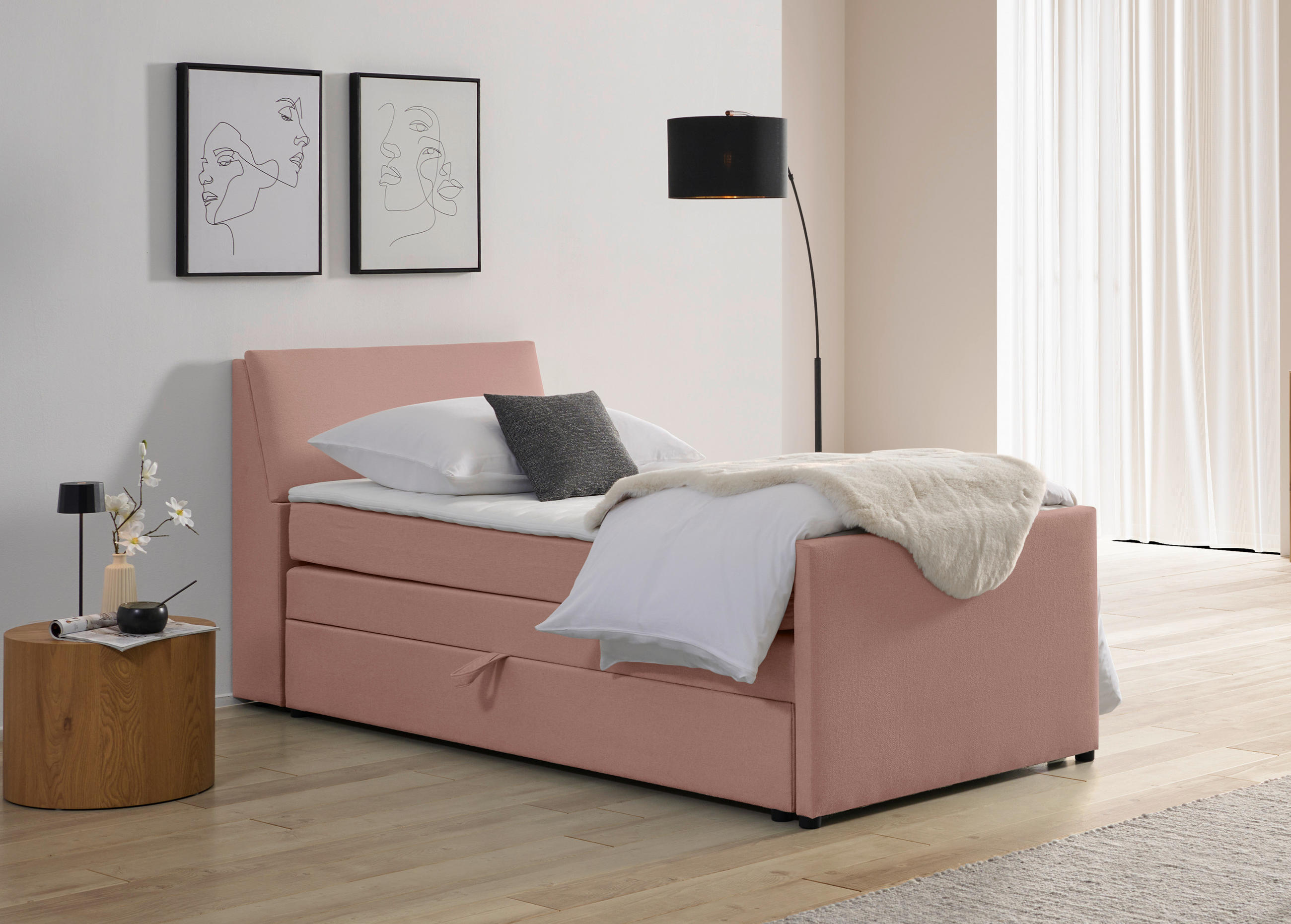 P & B Boxspringbett Altrosa 120x200 cm