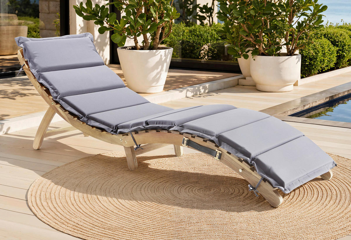 ZÁHRADNÉ LEŽADLO, farba akácie, tmavosivá - farba akácie/tmavosivá, Natur, drevo/textil (168/55/54cm) - Ambia Garden