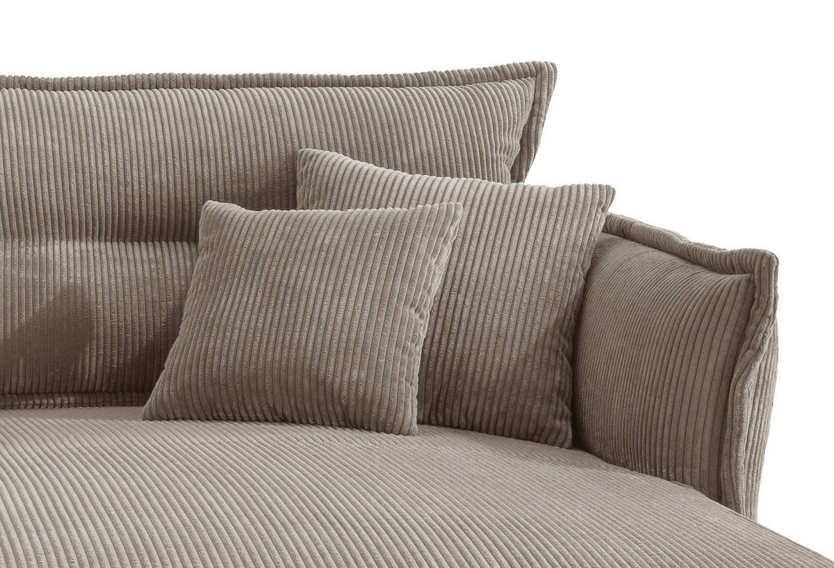 ECKSOFA Cord Graubraun  - Graubraun/Schwarz, Modern, Textil/Metall (255/180cm) - Livetastic