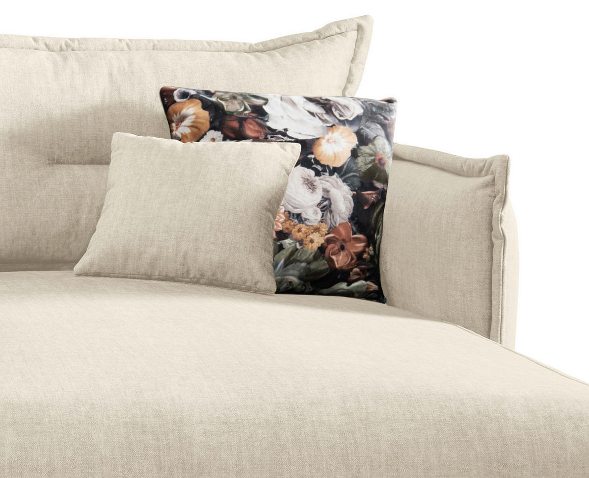 ECKSOFA in Velours Beige  255/180 cm  - Beige/Schwarz, MODERN, Textil/Metall (255/180cm) - Livetastic