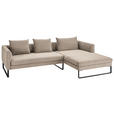 ECKSOFA  in Cord Taupe  284/178 cm  - Taupe/Schwarz, KONVENTIONELL, Textil/Metall (284/178cm) - Hom`in