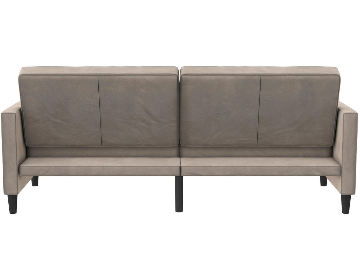 SCHLAFSOFA Velours Taupe  - Taupe/Schwarz, Basics, Kunststoff/Textil (207/86/86cm) - Livetastic
