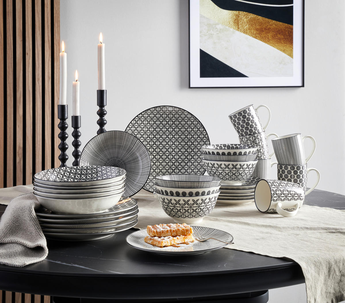 KOMBINOVANÝ SERVIS, 30-dielne, porcelán - čierna/biela, Lifestyle, keramika - Ritzenhoff Breker