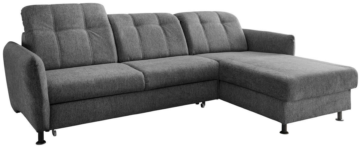 ECKSOFA in Chenille Anthrazit  - Anthrazit/Schwarz, Modern, Textil/Metall (267/184cm) - Livetastic