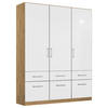 DREHTÜRENSCHRANK  in Eiche Artisan, Weiß Hochglanz  - Chromfarben/Weiß Hochglanz, MODERN, Holzwerkstoff/Kunststoff (136/210/54cm) - Rauch Möbel