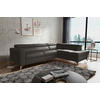 ECKSOFA MONDO Dunkelbraun Echtleder Lederlook  - Chromfarben/Dunkelbraun, Design, Leder/Textil (286/208cm) - Livetastic