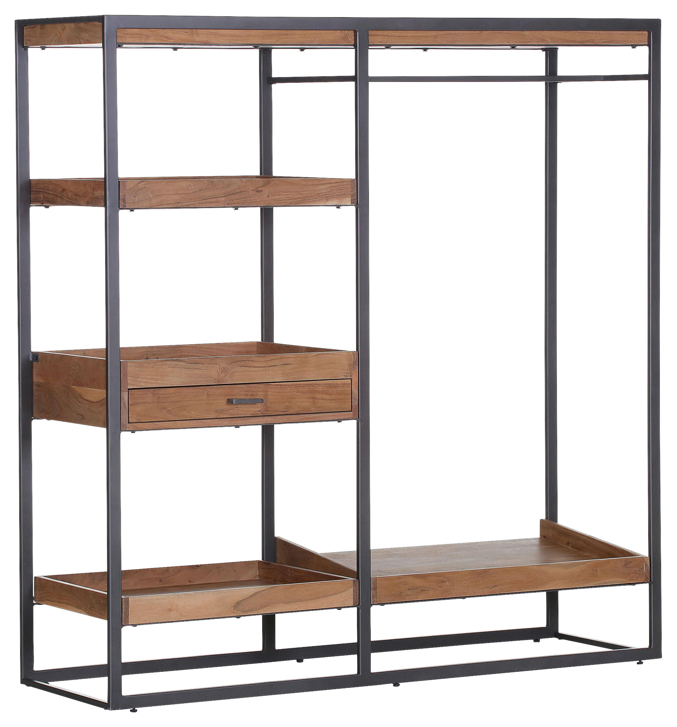 GARDEROBE  in 145/150/48 cm  - Anthrazit/Akaziefarben, Design, Holz/Metall (145/150/48cm)