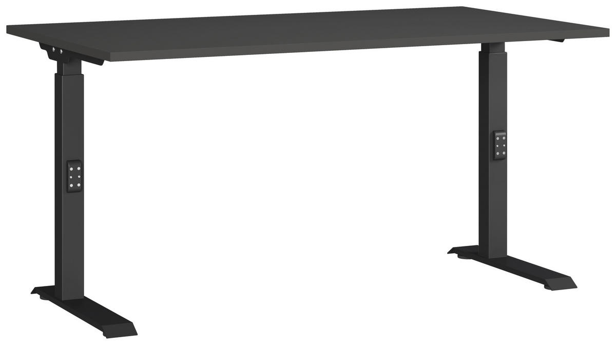 SCHREIBTISCH höhenverstellbar  - Graphitfarben/Schwarz, MODERN, Holzwerkstoff/Metall (140/80/68-91cm) - Germania