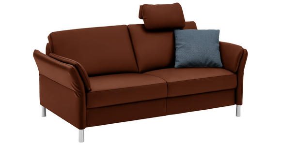 3-SITZER-SOFA in Echtleder Dunkelorange  - Dunkelorange/Alufarben, Design, Leder/Metall (190/82/99cm) - Dieter Knoll