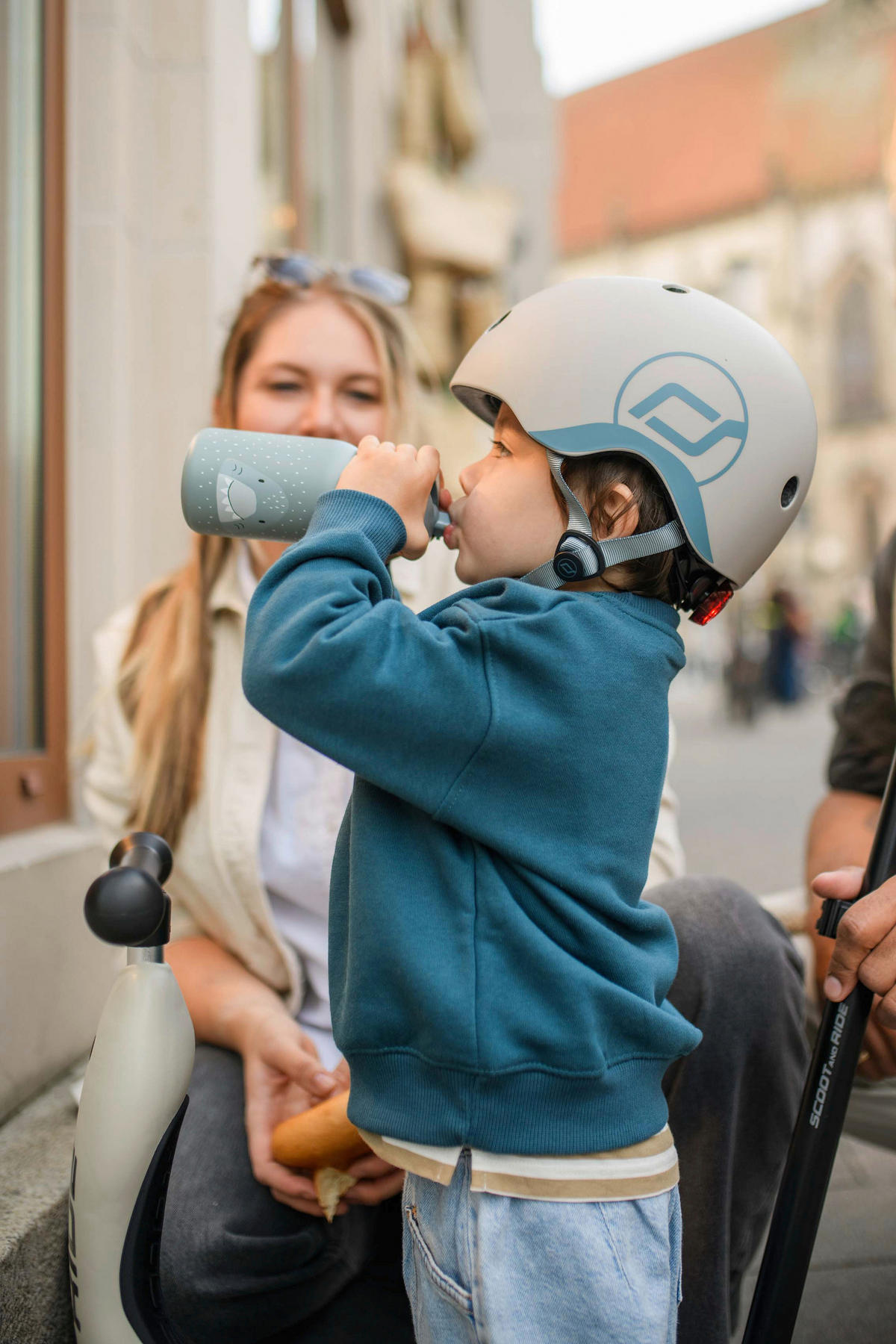 KINDERHELM Safety Helmet  - Blau/Hellgrau, Trend, Kunststoff/Textil (XXS-Snull) - Scoot and Ride