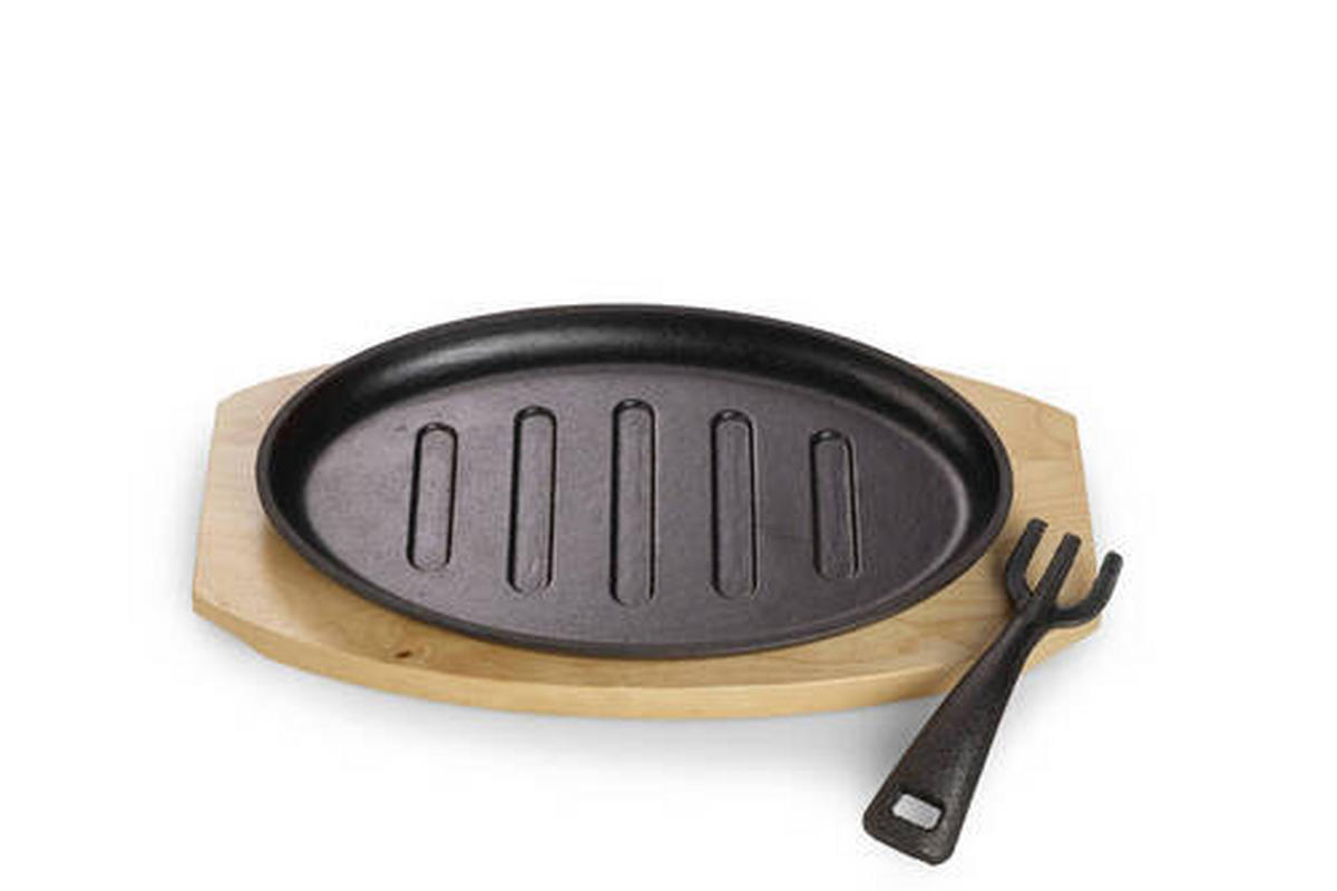 SERVIERPFANNE Emaille  - Schwarz/Braun, Basics, Holz/Metall (28/2/18cm) - Echtwerk