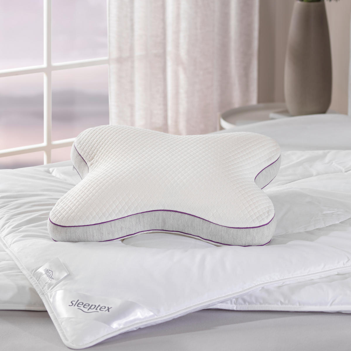 JASTUK ZA VRAT  55/46 cm       - siva/bela, Osnovno, tekstil (55/46cm) - Sleeptex