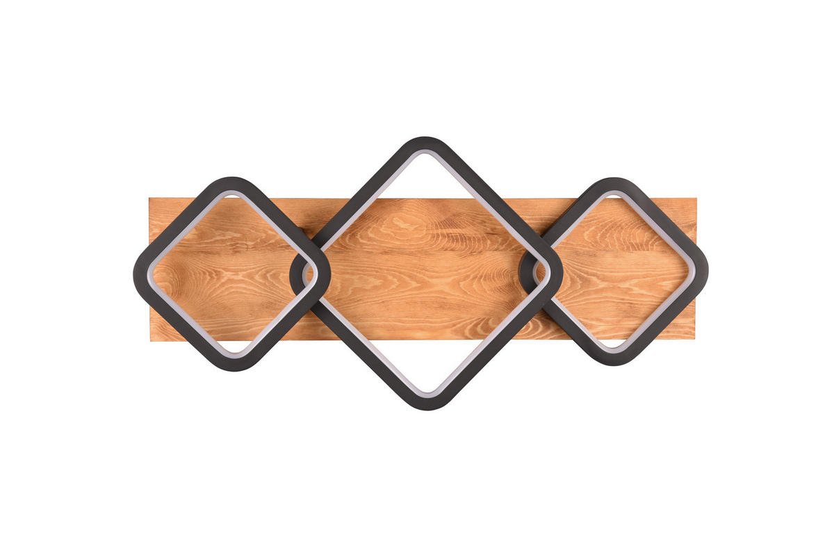LED-DECKENLEUCHTE    72/12,5/32,5 cm  - Schwarz/Braun, Design, Holz/Metall (72/12,5/32,5cm) - Trio Leuchten