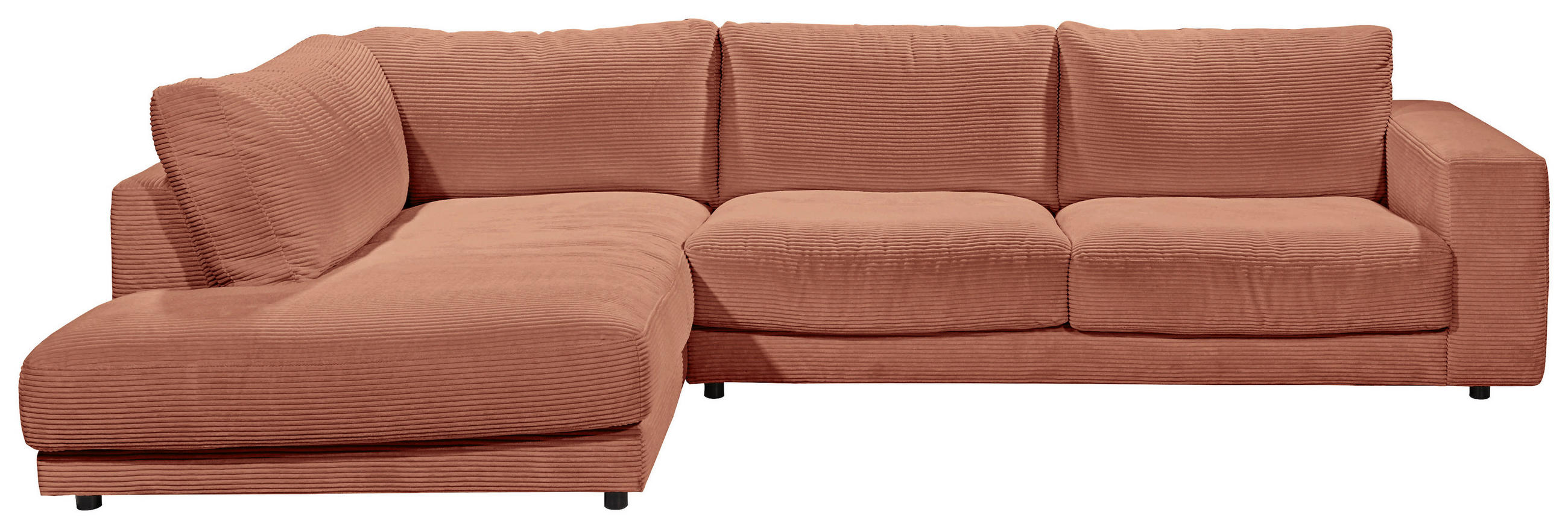 ECKSOFA Rostfarben Cord  - Rostfarben/Schwarz, Design, Kunststoff/Textil (224/325cm) - Hom`in