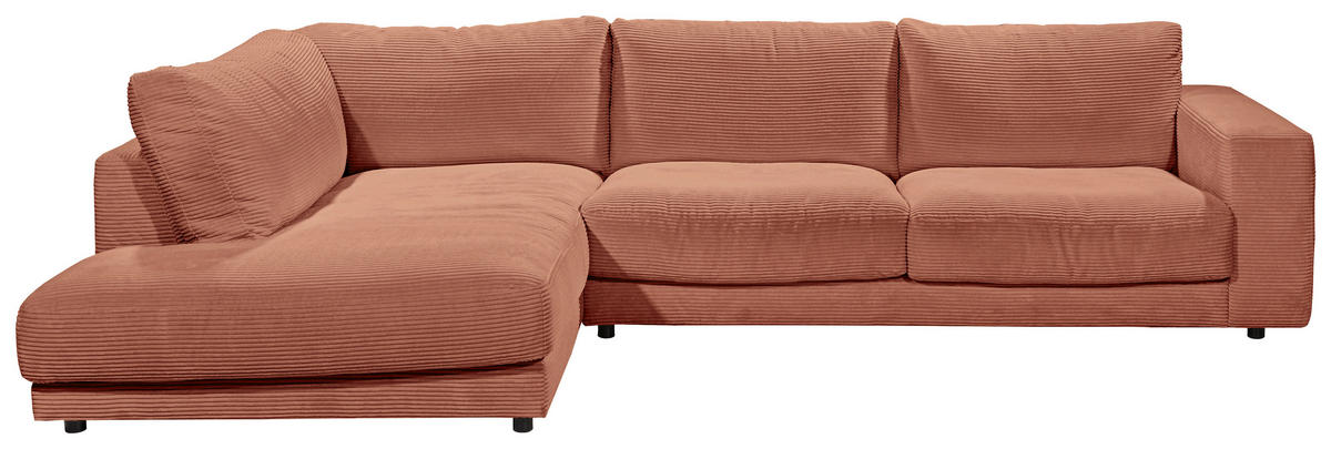ECKSOFA in Cord Rostfarben  - Rostfarben/Schwarz, Design, Kunststoff/Textil (224/325cm) - Hom`in