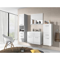 BADEZIMMER 5-teilig  in 120 cm  - Weiß Hochglanz/Weiß, LIFESTYLE, Holzwerkstoff/Metall (120cm) - P & B